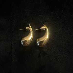 Gold chunky teardrop earrings